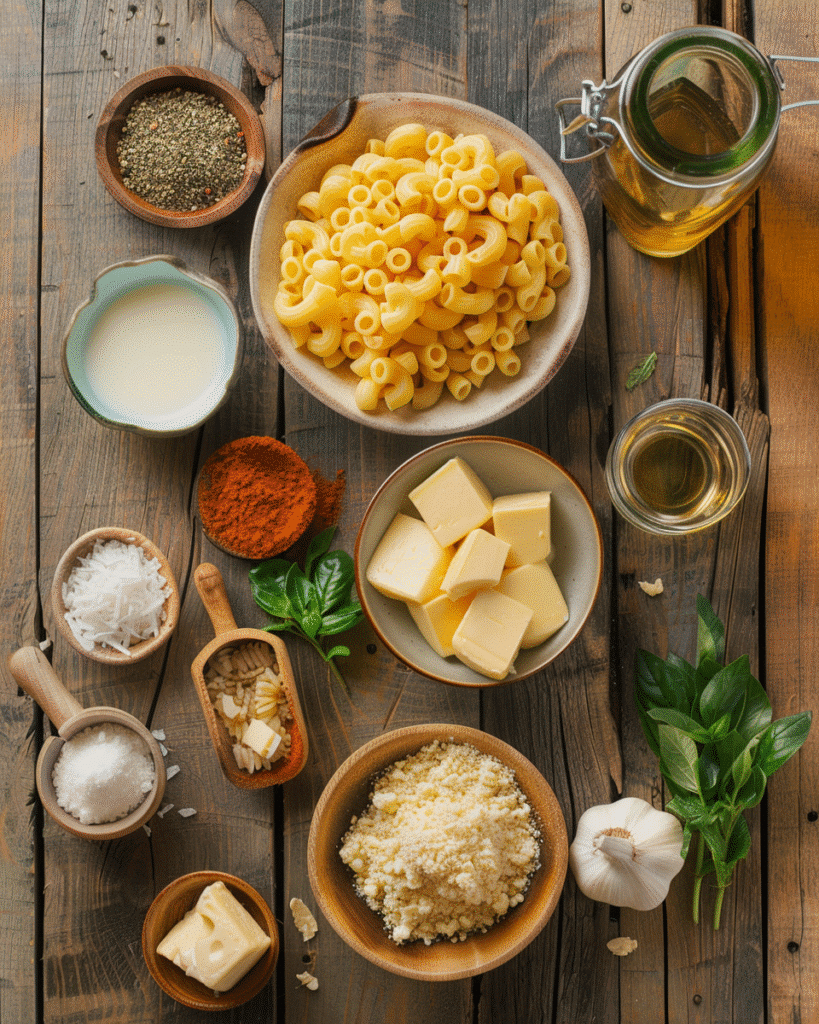 ingredients for air fryer mac and cheese
