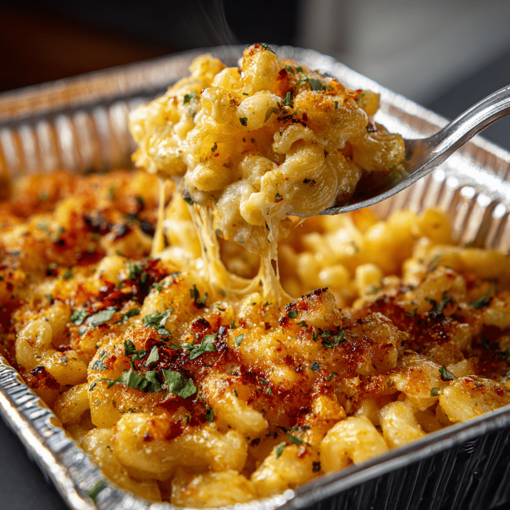 serving air fryer mac and cheese